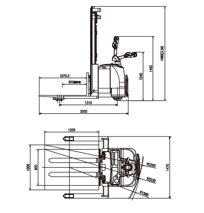 1.6 Ton Straddle Electric Stacker 