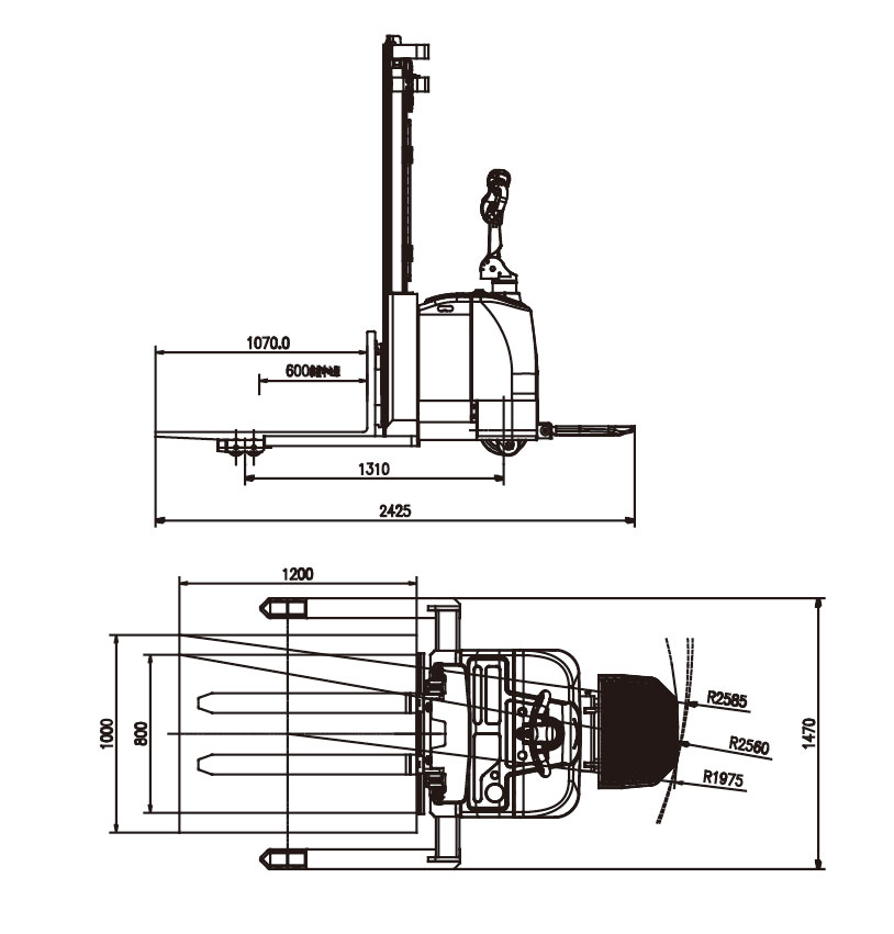 1.6 Ton Straddle Electric Stacker 