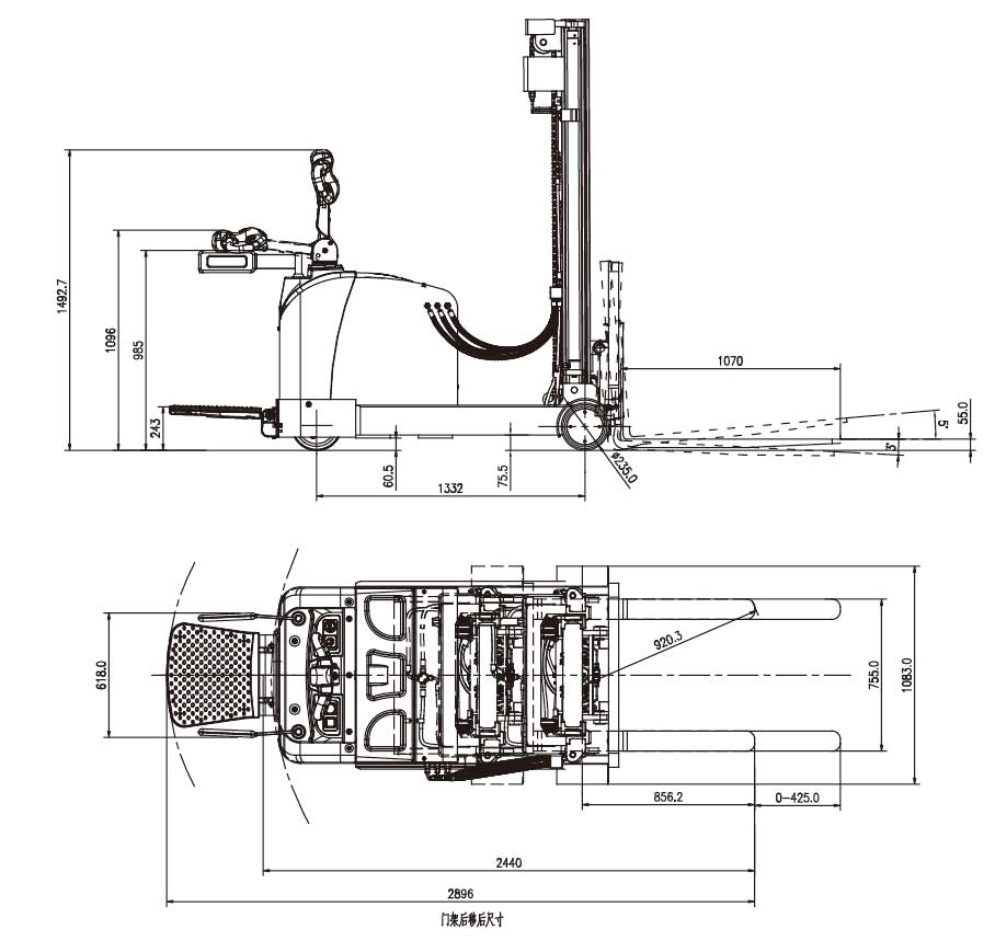 1.2/1.5 Ton Counterbalanced Reach Stacker 